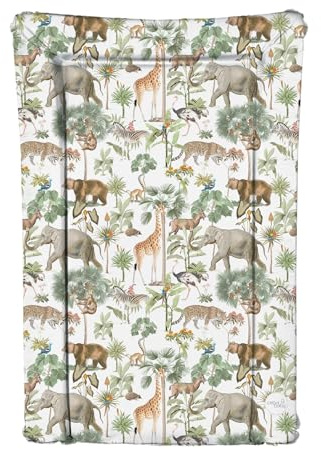 Deluxe Unisex Baby Waterproof Changing Mat with Raised Edges 46x73cm - Colourful Animals (Colourful Safari)