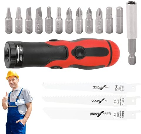 Mango de sierra recíproco, sierra de mano de mano de mano | Adaptador de aserración con trozos y sierras - Kit compacto, accesorios de poda de madera para el hogar