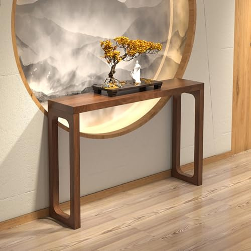 HARELA Solid Wood Console Table, Rustic Entryway Table, Farmhouse Feel Console Table for Entryway, for Hallway, Foyer, Entrance, Living Room, Small & Narrow(Walnut,150cm/59in)