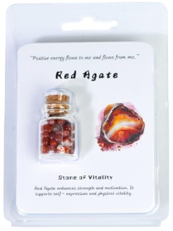 oasymala Mini Bottiglie di Cristallo dei Desideri – Quarzo Chiaro, Ametista e Altro – Vasetti Decorativi con Gemme per Meditazione, Energia e Arredo (Agata Rossa)