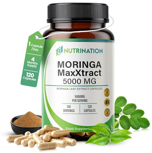 Moringa Capsules 5000mg - 4-Month Supply | 120 High-Strength Rosabella Moringa Capsules | Pure Potent Leaf Extract - No Additives | Vegan, Non-GMO & Lab-Tested