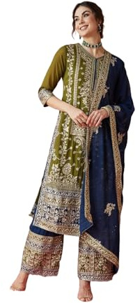 Conjunto de kurta bordado paquistaní indio para mujer, vestido de fiesta de boda, estilo sharara palazzo, salwar kameez, vestido para mujer