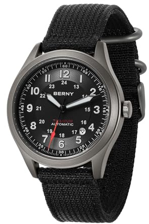 BERNY Titanium Herrenuhr Automatische Armbanduhr Super Leuchtkraft 10ATM Wasserdicht Klassische Analoguhr Mechanische Uhr AR Saphirglas