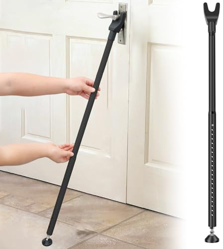 Door Security Bar 44-55 Inch Adjustable Door Stopper Removable Sliding Patio Doors Safety Brace Window Jammer Bar for Home, Hotel, Apartment, Travel(Black)