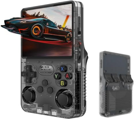 Consola Retro R36S Portátil. R36S, Juegos Retro y Pantalla IPS 3.5” HD. Consola R36S con Tarjeta TF 64GB. Mini Consola de Videojuegos portátil para Adultos y niños (Negro)