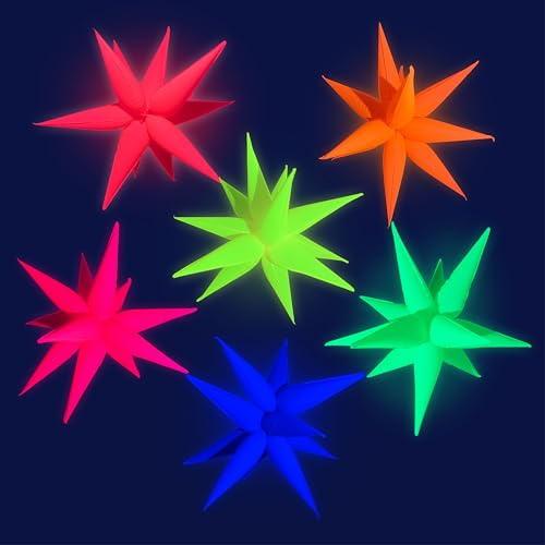 6Set 72Pcs UV Neon Glow Balloon Neon Foil Explosion Star Balloons Kit Cone Balloons Blacklight Reactive Fluorescent Balloon Glow in The Dark Party Supplies For Birthday Wedding Decoration