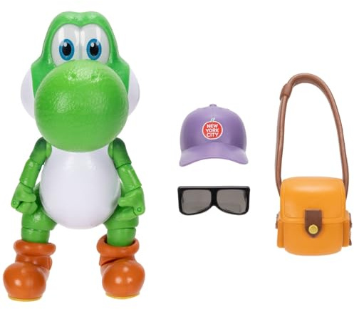 The Super Mario Galaxy Movie - Yoshi Figur 12 cm Tillbehör Hatt Solglasögon Väska - Officiell Licens Jakks Pacific - 20 Ledpunkter - Samlarfigur Nintendo - 3+ År