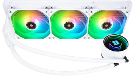TR-Thermalright Frozen Notte 360 White ARGB V2 Refrigeratore a Liquido per CPU con Effetto Luce Specchio Infinito, 360mm Aio, 3 Ventole PWM da 2000RPM, per AM4/AM5, Intel LGA1851/1700