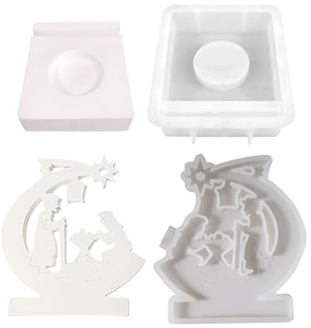 Yulokdwi Moules de moulage en silicone pour crèche, moules à bougies pour l'artisanat | Moule en silicone réutilisable, moule de la Nativité à dégagement facile,Moules de moulage à bougies