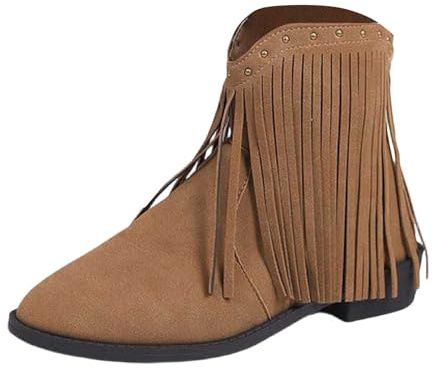 Bottines pour femme 2026 avec pompons et clous à bout pointu - Bottines courtes solides à talon confortable pour une tenue décontractée et formelle, kaki, 38 EU