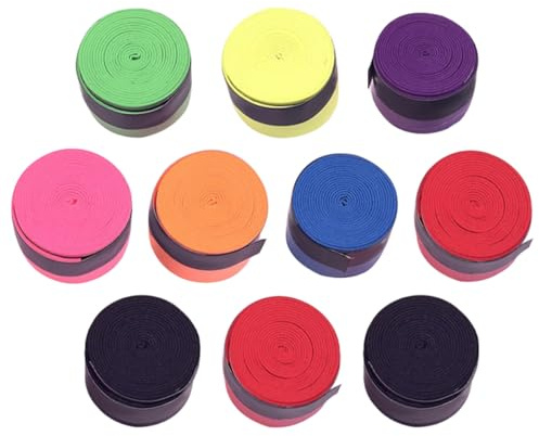 Kichvoe Rubans Adhésifs Antidérapants pour Grip de Raquette de Tennis et Badminton, 10 Pièces Multicolores, Absorbant la Transpiration, Surgrip Respirant pour Sports de Raquette