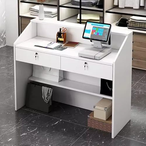Låsbart receptionsskrivbord med förvaring, snygg främre räknare för kontor och salong modern receptionsbord för professionell användning och funktionell design