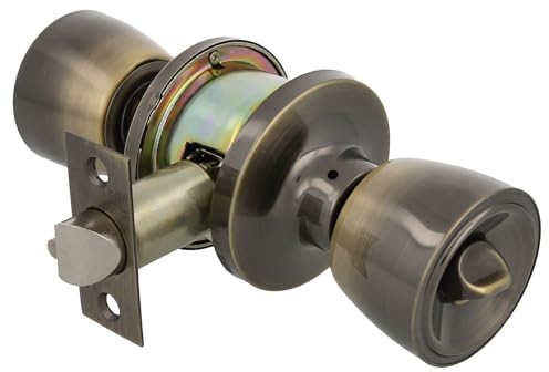 Amig - Pomello per porta in ingresso - Set di pomelli a tazza con sistema antitaglia- Ottone - Maniglia di ingresso 60/70 mm - Chiave e condanna - Per porte in legno - Maniglia per cantatura quadrata