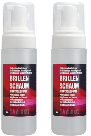 Sambol Brillenreiniger 2x 150 ml im Set Brillen Schaum mit Antistatikum ohne Alkohol
