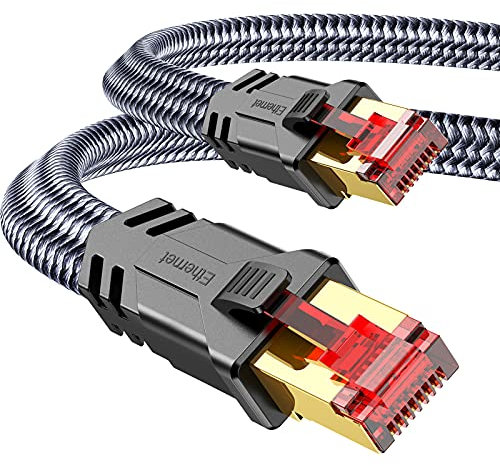 SNOWKIDS Cat 8 LAN Kabel 2m, 40Gbps Netzwerkkabel Ethernet Kabel 2000MHz S/FTP RJ45 POE Gigabit Nylon Patchkabel für PS5 Router Modem TV Switch Laptop