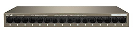 Tenda 16 Port Gigabit Switch, Ethernet Switch Network Switch Ethernet Splitter (VLAN, Desktop or Wall-Mounting, Fanless, Plug & Play, Steel Case) (TEG1016M)