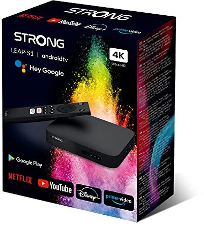 STRONG Leap-S1 Smart Box Android TV Streaming Media Player, 4K Ultra HD Streaming Device with Google Voice Assistant, Built-In Netflix Disney+ Prime Video, WiFi 5 with Bluetooth 4.2