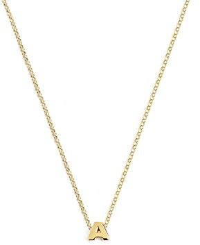 SINGULARU - Collar Personalizado Single Letter. Colgante en Plata de Ley 925 con Acabado Baño de Oro de 18 Kt. Cadena de Talla Unica. Joyas para Mujer. Letra A