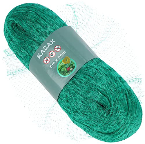 KADAX Rete per uccelli a maglie strette, 6 misure, rete di protezione per uccelli in polietilene, protezione per uccelli, rete per alberi, rete per laghetti, rete di protezione da foglie (8 x 50 m)
