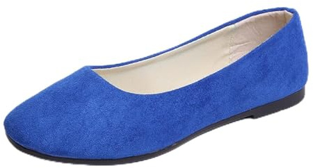 Hwalleum Women's Casual Square Toe Ballet Flats Ladies Stylish Slip On Ballerina Flats Girls Fashionable Solid Color Ballet Pumps Dolly Shoes Womens Comfy Office Driving Flat Shoes Loafers Blue