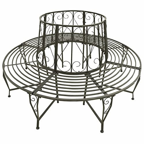 MOONAIRY Garten-Baumbank, Gartenbänke, Sitzbank Outdoor, Parkbank, Garten Bank Für Draussen, Outdoor Deko Wetterfest, 160 cm Stahl