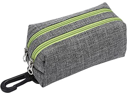PETCUTE Distributeur de Sac pour Chiens,Distributeur Sac a Crottes Chien,Distributeur Sac Excrement Chien avec Crochet,Support de Sac a Crottes Chien avec Doubles Fermetures éclair pour Randonnée
