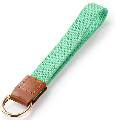 Vicloon Schlüsselband Kurz, Handschlaufe Leder, Wristlet Schlüsselband mit Runde Schnalle, Schlüsselanhänger mit Echtem Leder, für Schlüssel, ID Badge Card Holder, Mobile Handys Telefon(Grün)