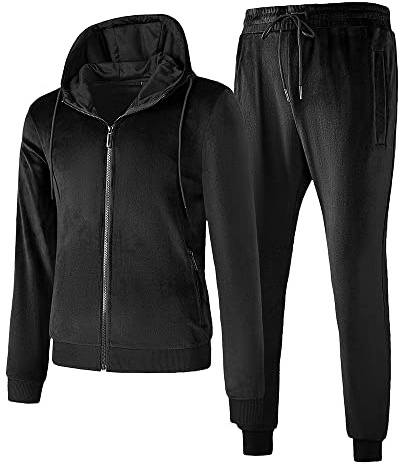 TONY BACKER Tuta Uomo In Pile Sportiva Con Chiusura Zip Completo Tuta In Casa (IT, Testo, XXL, Regular, Regular, NERO-73)