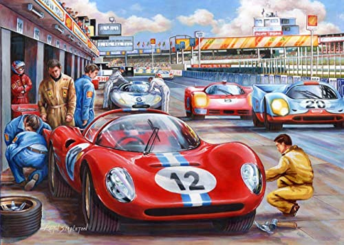 The House of Puzzles - Pit Stop Jigsaw - Big 500 Piece Jigsaws For Adults, Extra Large Pieces, Artist Illustrated, Scenic Landscape, Deluxe Puzzle Gifts