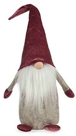 Krist+ Figura decorativa Grigio Granato Gnomo 14 x 48 x 17,5 cm Legno Bianco Sabbia