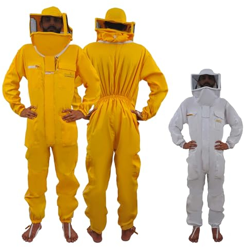 REWON Imkeranzug Baumwolle, Berufsbienenanzug Mann Frauen, Imkerei Anzug mit Quadrat Hut und Schleier, Imkerkostüm Imkerjacke Imkerschutzkleidung für professionelle Imker
