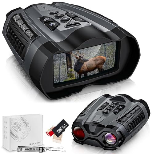 Digitales Nachtsichtgerät, Full HD-4K-Fotos/1080p-Videos 10x Digital Zoom 984ft Erkennungsweite 3.5 TFT Bildschirm IR Nachtsicht Wasserdichtes Fernglas für Völlige Dunkelheit, mit 32GB Card
