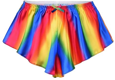 Satini Raso Slip scanalati alla Francese Gonna Pantaloncini Mutandine Biancheria Intima (Arcobaleno, XL)
