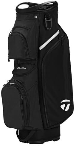 TaylorMade Golf Club Bag, 2024, Black, Lightweight, Large Integrated Cooler, Cart Strap Pass Thru, 14-way Top, Pushcart Enabled Base