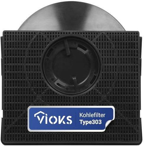 VIOKS Ersättningskolfilter för Whirlpool 484000008581 aktivt kolfilter för köksfläkt Wpro CHF303 Elica F00189/S Type 303 AEG MCFE10 Ikea NYTTIG FIL 558 Indesit C00380055 Kapu