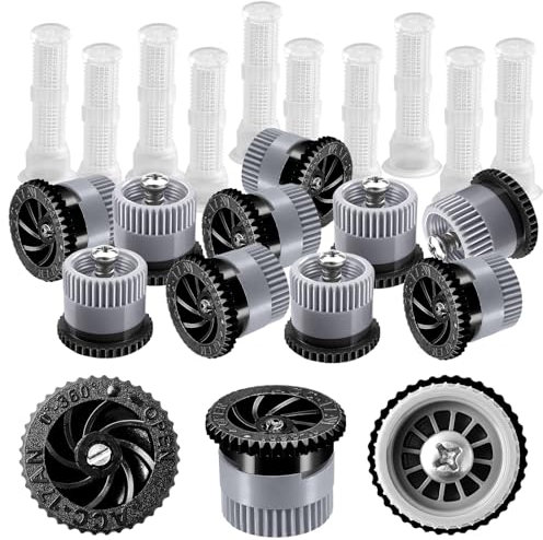 HolyMaji 12 Pack Variable Arc Nozzle, Pop-up Sprinkler Heads Replacement Compatible with Most of 360 Degree Adjustable Pop Up Sprinklers Spray Head for Garden Lawn Irrigation (17AN)