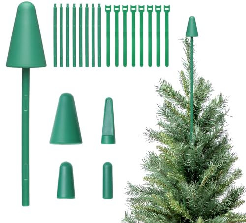 Punta per albero di Natale, confezione da 4 pezzi, universale, in plastica, verde, albero di Natale, decorazione per la maggior parte dei tipi di base, altezza regolabile 112 cm, supporto per punte
