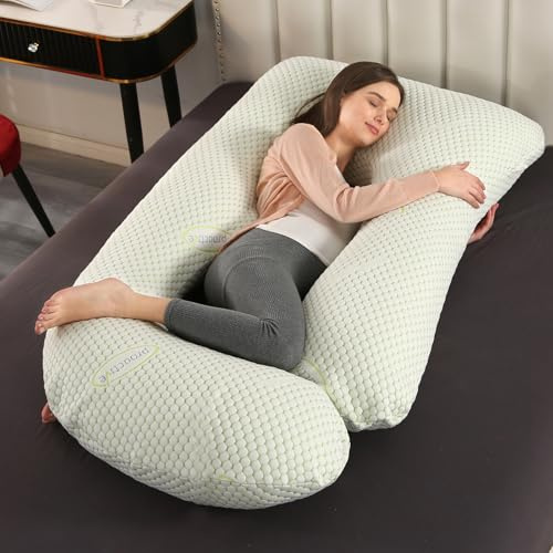 GKXLH Cuscino morbido per gravidanza Supporto per dormire, schiena, pancia, fianchi, gambe, a forma di J, cuscino premaman