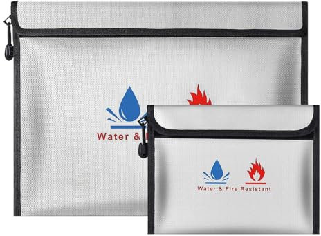 Bomefoi Wasserabweisender Aktenordner Mit Reißverschluss, wasserdichte Tasche Hülle Beutel Behälter, 2 X Geldbeutel Für Dokumente Passport Bankdatei Geld Wertsachen