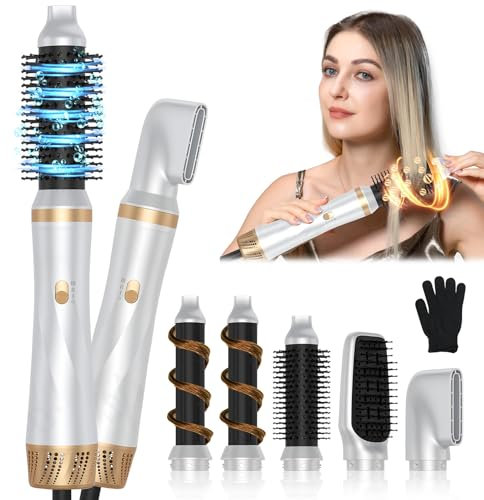 Bwaliffury Airstyler Set,Warmluftbürste Set 1000W, Multifunktionaler Hairstyler,Airflow Lockenstab Automatisch,Haartrockner,Haarglätter Bürste, Multi Haarstyler Set für Glätten,Trocknen,Volumen,Locken
