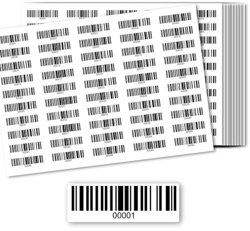 Étiquettes de code-barre - Autocollants d'inventaire Test DGUV Étiquettes de code-barre 500 pièces - Numérotées 1-500, 501-1000, 1001-1500, 1501-2000 - Code de barre pour ingénierie électrique Code128