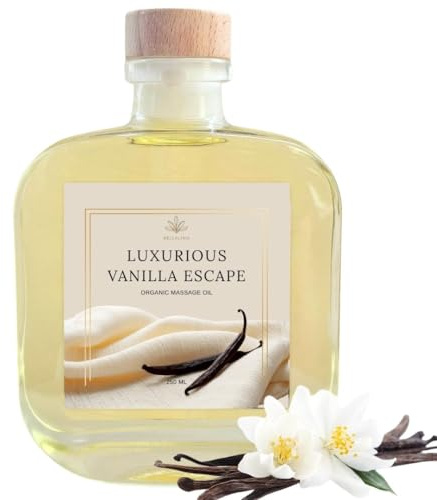Vanilla Massage Oil for Massage Therapy, 250ml Full Body Massage Oil for Sore Muscle Relax, Pain Relief, None Greasy Silky Smooth Aromatherapy Oil, All Natural Luxurious