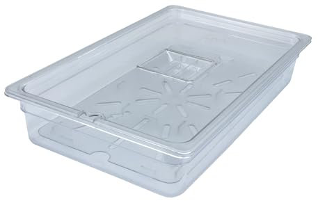 AcMax Set de policarbonato GN 1/1 Gastronorm, recipiente GN, 16 litros, profundidad de 100 mm, plástico, tapa con muesca y bandeja de goteo