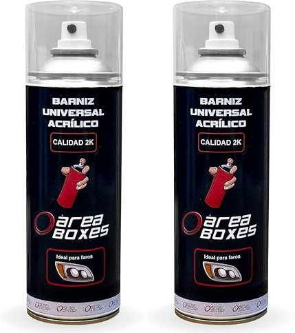 AREABOXES Vernis Acrylique Qualité 2K pour Phares de Voiture et Toutes Surfaces. [Adhérence Polycarbonate] Résistant aux Rayons UV (2, BRILLANT)
