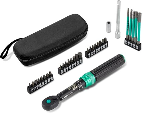 XLIT Drehmomentschlüssel 1/4, Drehmomentschlüssel Set 32-teilig, 2-20N·m mit 3% Genauigkeit & 72-Zahn-Design, Hochwertiger S2-Stahl Bits für Fahrradreparatur, Heimwerker, Werkstatt und Möbelmontage