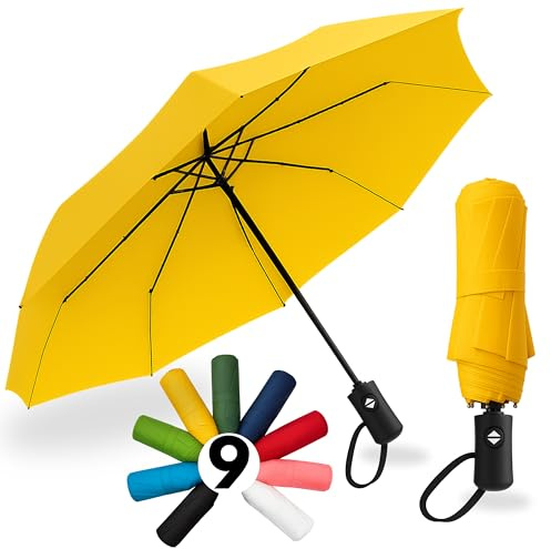 Parapluie pliant I Parapluie de poche 3 tailes Ø95 cm, Ø100 cm, Ø105 cm | Parapluie résistant vent fort I Compact pour voyage I Ouverture et fermeture automatiques I Pour femmes et hommes I Drytogo