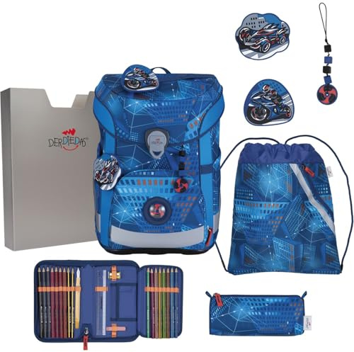 DerDieDas Schulranzen ErgoFlex Easy Set 6-teilig Turbo Speed blau