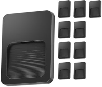 ledscom.de 10 Stück LED Wandleuchte/Treppenlicht STUFO für außen, IP44, flach, Downlight, schwarz matt, eckig, warmweiß