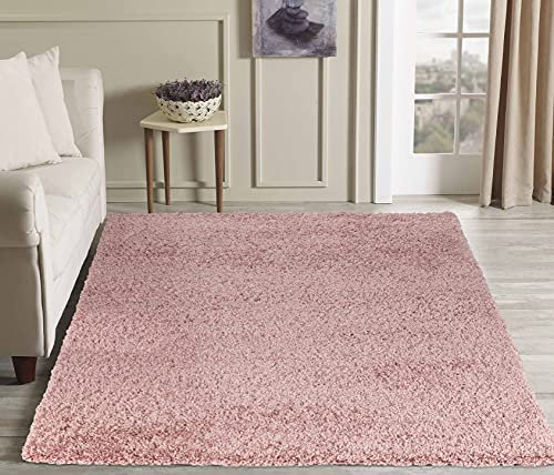 Serdim Rugs Living Room Shaggy Area Rugs, Polypropylene, Baby Pink, 200x290cm(6'7x9'6)