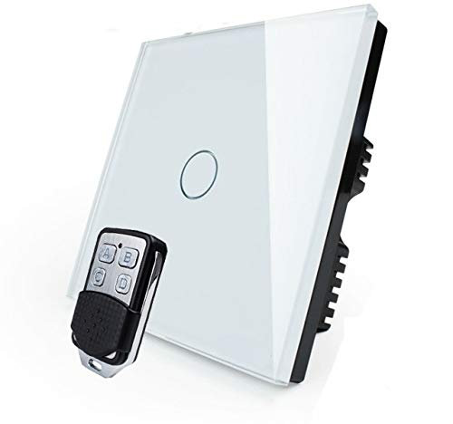 KONOQ Luxury Glass Panel Smart Touch Light Switch - Remote DIMMER (1 Gang / 1 Way, White)